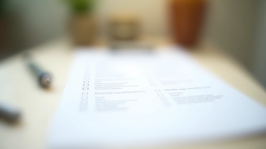 Accessibility checklist document with checkmarks on white desk with pen and coffee
