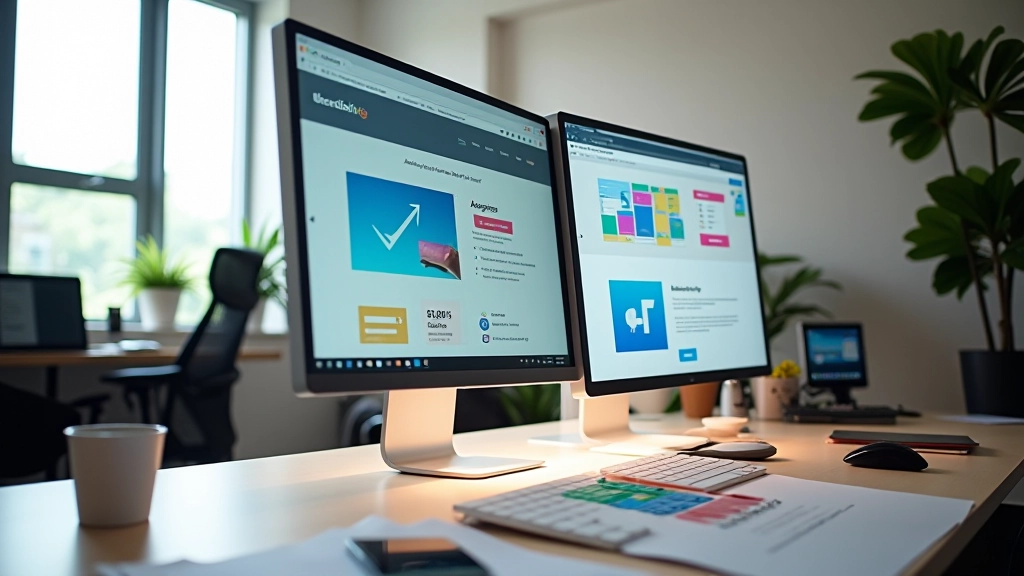 Modern web design workspace with accessibility guidelines displayed on multiple screens